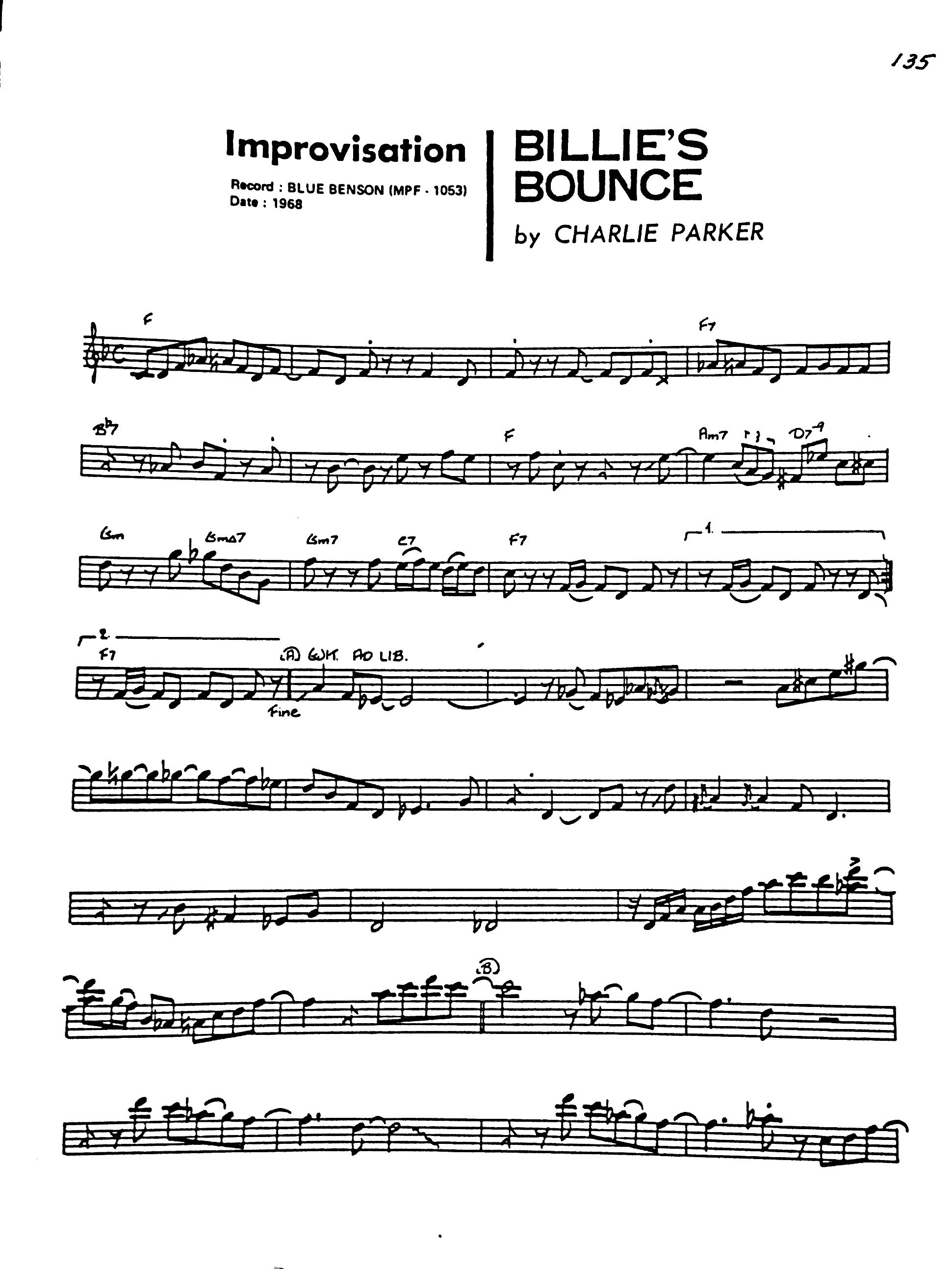 George Benson Billie's Bounce Transcription Pdf Download